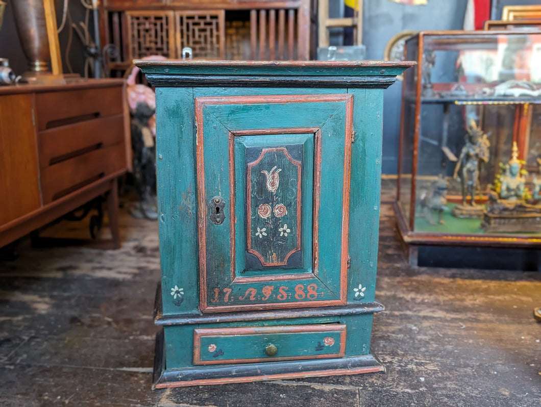 Painted 18th Century Swedish Pine Wall Cupboard / Cabinet