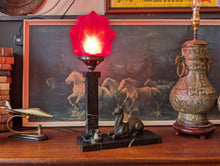 Load image into Gallery viewer, 1930&#39;s Art Deco Marble and Bronze Table Lamp
