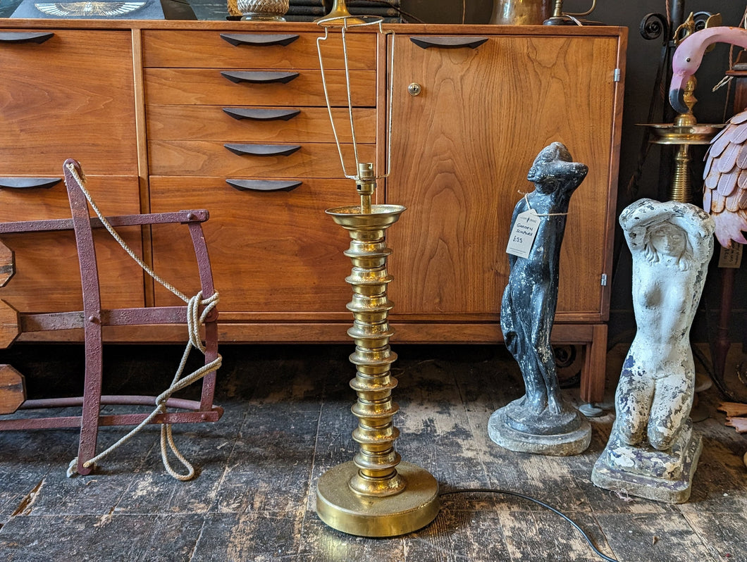 Large Vintage Brass Bobbin Table Lamp