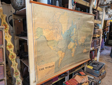 Load image into Gallery viewer, Very Large 1960&#39;s World Map Wall Chart / Hanging Map
