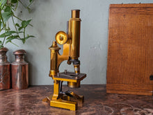 Load image into Gallery viewer, Antique Brass R&amp;J Beck Laboratory Microscope
