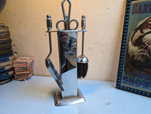Load image into Gallery viewer, 1920&#39;s Art Deco Chrome Fire Companion Set
