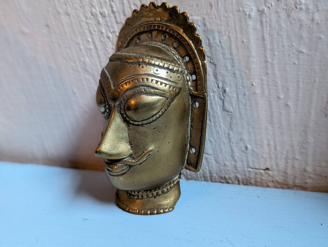 Antique Indian Maharashtra Brass Shiva Mask