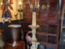 Load image into Gallery viewer, Antique 19th.C French Carved Painted White and Gold Gilt Standard Lamps Pair
