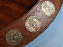 Load image into Gallery viewer, Mid Century Beach Turned Wooden Bowl With Inset Shilling Coins
