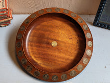 Load image into Gallery viewer, Mid Century Beach Turned Wooden Bowl With Inset Shilling Coins
