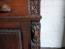 Load image into Gallery viewer, Victorian Antique Carved Oak Breakfront Hall Table
