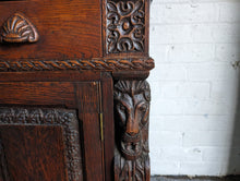 Load image into Gallery viewer, Victorian Antique Carved Oak Breakfront Hall Table
