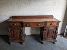 Load image into Gallery viewer, Victorian Antique Carved Oak Breakfront Hall Table
