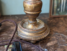 Load image into Gallery viewer, Antique Turned Candlestick Converted to Lamp
