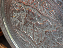 Load image into Gallery viewer, Vintage Embossed Middle Eastern Copper Charger / Tray
