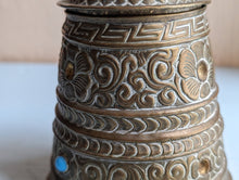 Load image into Gallery viewer, Vintage Indian Embossed Brass Lidded Jar
