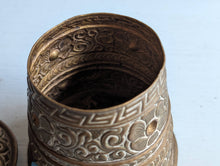 Load image into Gallery viewer, Vintage Indian Embossed Brass Lidded Jar
