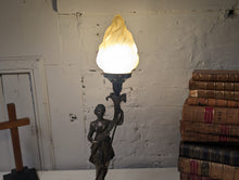 Load image into Gallery viewer, Antique Art Nouveau Figural Torchiere Table Lamp
