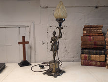 Load image into Gallery viewer, Antique Art Nouveau Figural Torchiere Table Lamp
