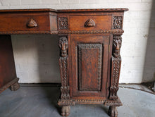 Load image into Gallery viewer, Victorian Antique Carved Oak Breakfront Hall Table
