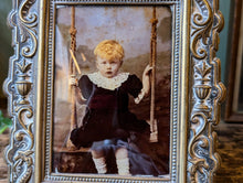 Load image into Gallery viewer, Victorian Crystoleum Photograph In Ornate Brass Easel Frame
