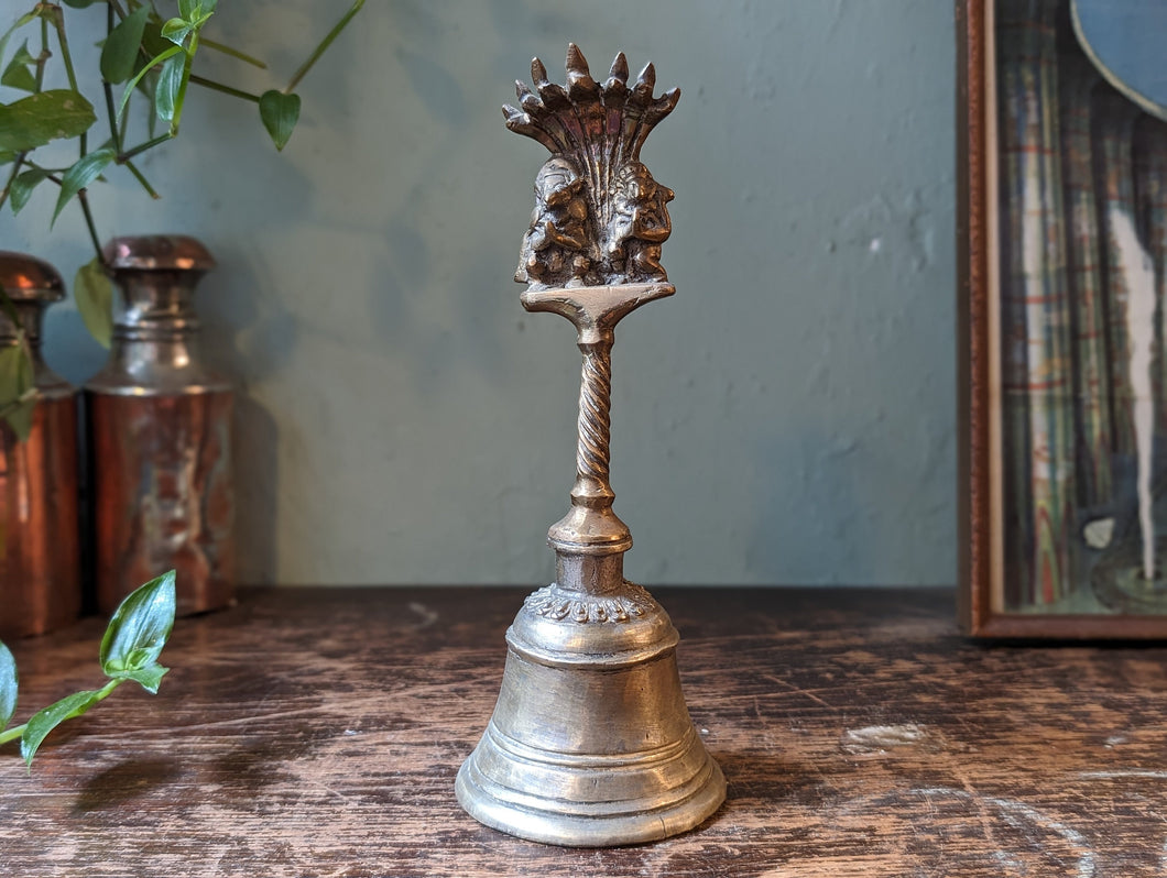 Antique Nepalese Brass Temple Bell - Hanuman and Garuda