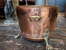 Load image into Gallery viewer, Large Victorian Style Copper and Brass Coal Bin on Paw Feet
