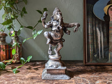 Load image into Gallery viewer, Antique Indian Dancing Ganesha Silvered Bronze Statue Figurine
