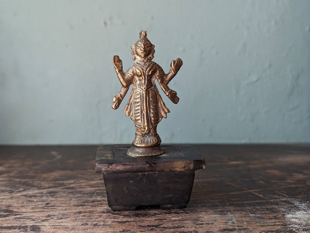 Vintage Indian Vishnu Brass Statue Figurine