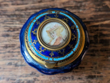 Load image into Gallery viewer, Antique Victorian Blue Porcelain Pill Box
