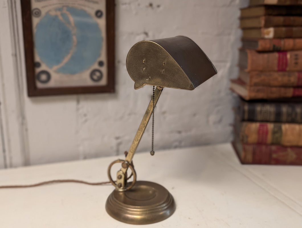 1920's Brass Bankers Desk Lamp