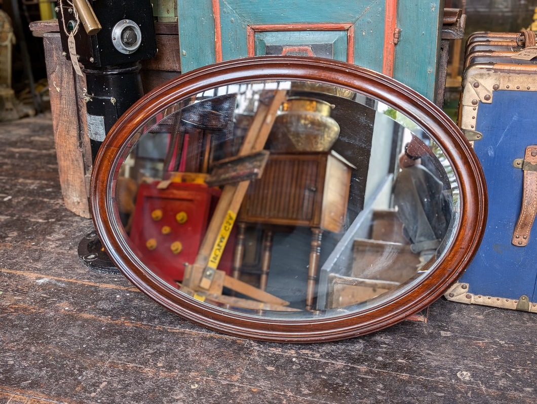 Large Edwardian Oval Mahogany Mirror