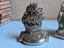 Load image into Gallery viewer, Pair of Vintage Silvered Metal Galleon Sailing Ships
