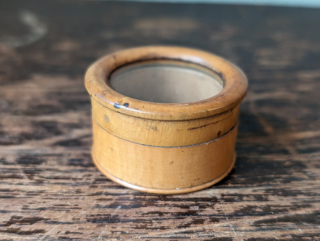 Small Victorian Wood and Glass Pill Box Container