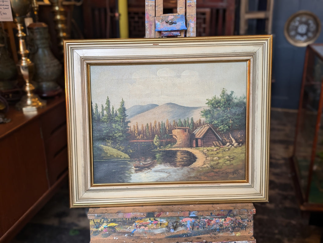 1940's Swedish Landscape Oil Painting In Frame - 56 x 46cm - E Denby