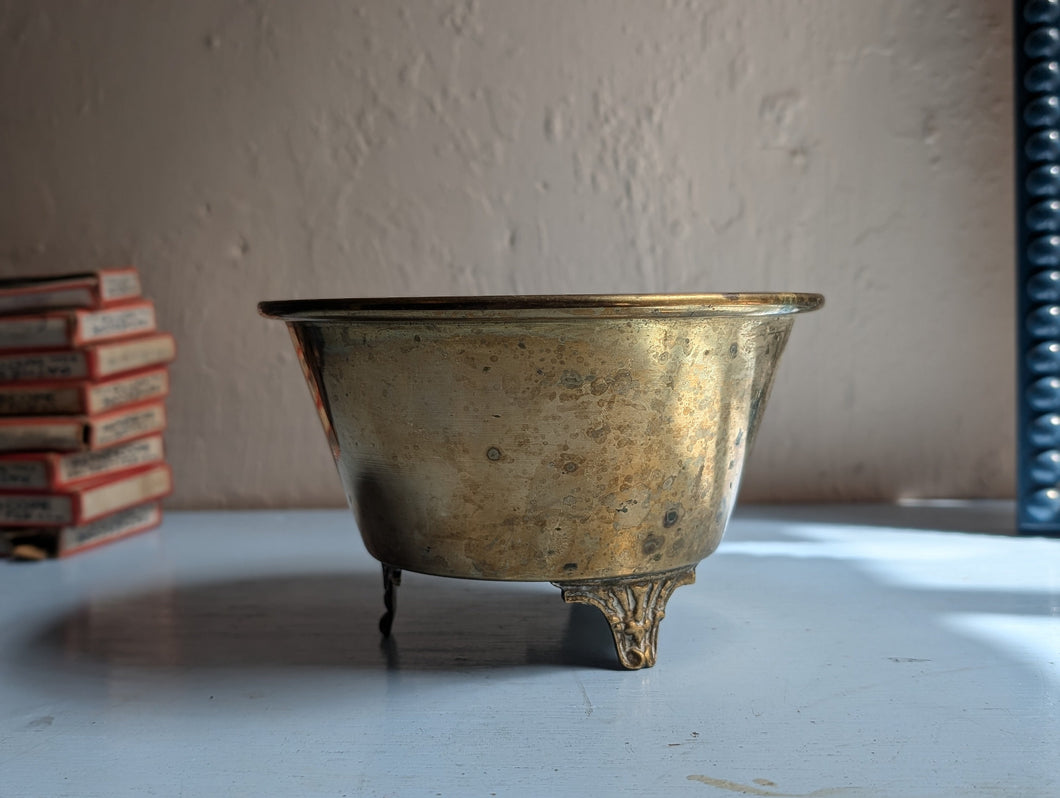 Vintage Small Tripod Brass Planter / Jardinier