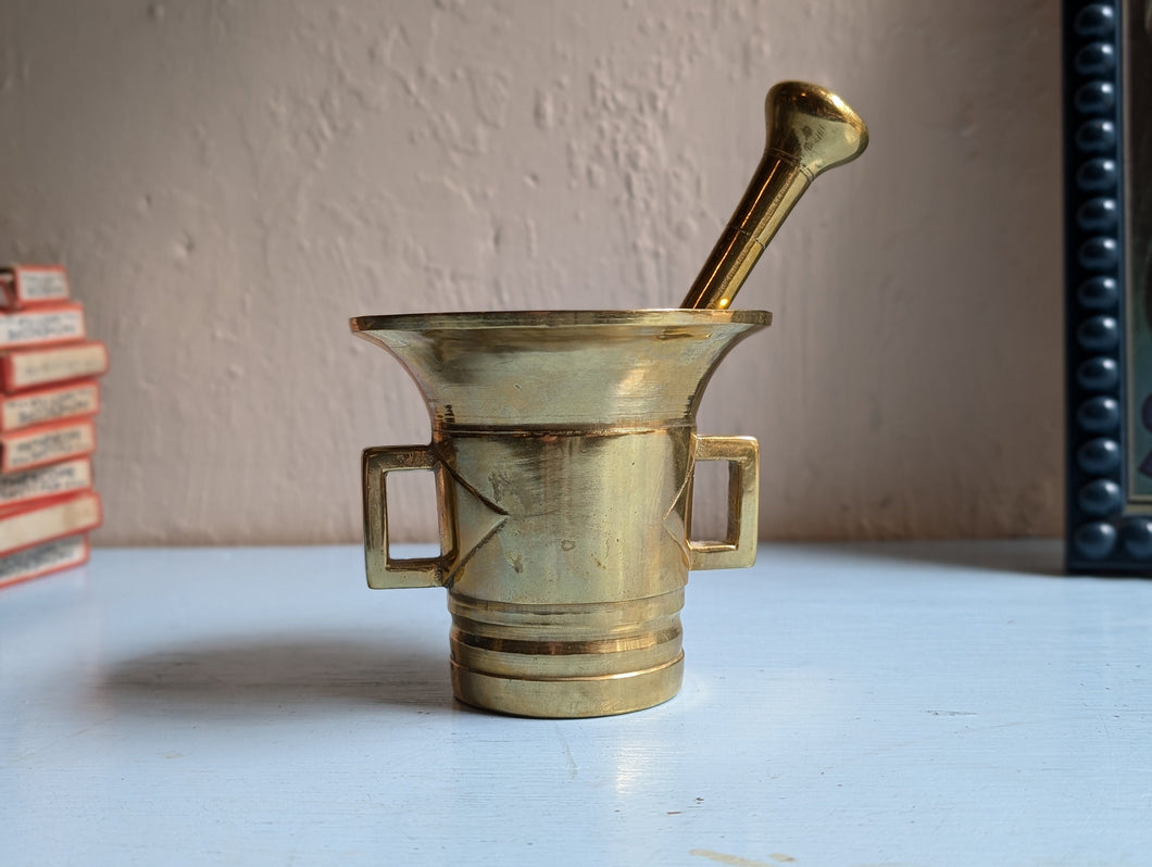 Vintage Brass Apothecary Pestle and Mortar