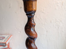 Load image into Gallery viewer, Antique English Oak Barley Twist Candle Sticks
