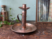 Load image into Gallery viewer, Arts &amp; Crafts Hammered Copper Chamber Candlestick
