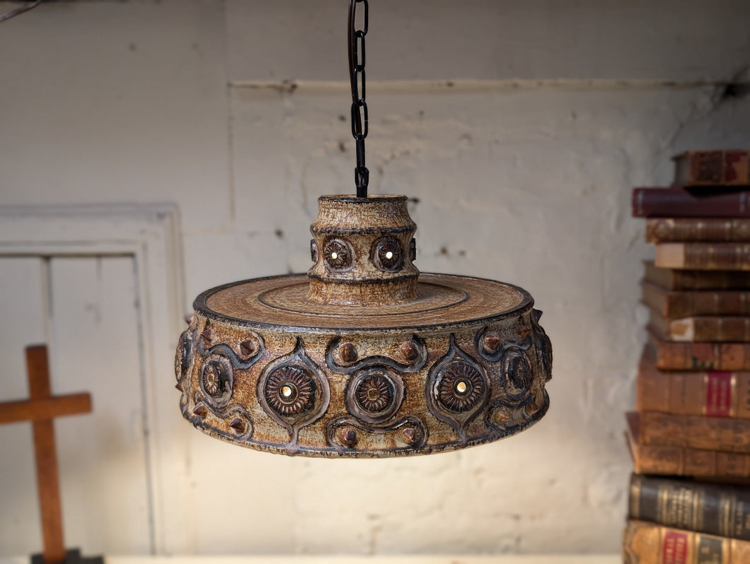 Jette Helleroe Stoneware Pendant Light - Danish Modern - 1960s