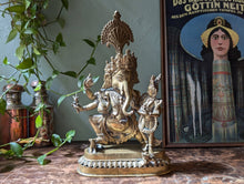 Load image into Gallery viewer, 19th.C Indian Dancing Ganesha and Lakshmi Brass Statue Figurine
