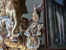 Load image into Gallery viewer, 19th.C Indian Dancing Ganesha and Lakshmi Brass Statue Figurine
