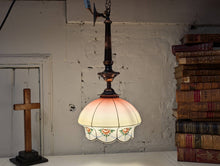 Load image into Gallery viewer, Early 20th.C Painted Opaline Pendant Ceiling Light
