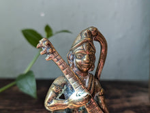 Load image into Gallery viewer, Antique Indian Saraswati Brass Godess Statue Figurine
