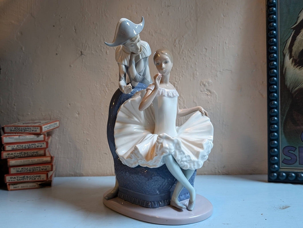 Nao By Lladro Figurine A Dream Come True Ballerina and Jester Harlequin