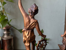 Load image into Gallery viewer, Pair of Gilder French Spelter Figurines on Bakelite Socles
