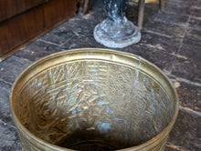 Load image into Gallery viewer, Vintage Arts &amp; Crafts Embossed Brass Planter / Coal Bin
