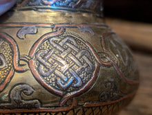 Load image into Gallery viewer, Islamic Brass Bowl with Damascened Calligraphy - Mamluk Revival
