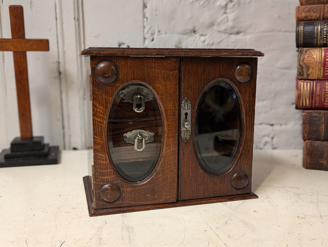 Early 20th.C Arts & Crafts Oak Smokers Cabinet