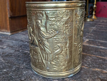 Load image into Gallery viewer, Vintage Arts &amp; Crafts Embossed Brass Planter / Coal Bin
