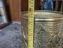 Load image into Gallery viewer, Vintage Arts &amp; Crafts Embossed Brass Planter / Coal Bin
