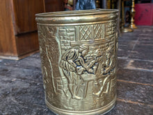 Load image into Gallery viewer, Vintage Arts &amp; Crafts Embossed Brass Planter / Coal Bin
