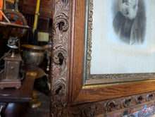 Load image into Gallery viewer, Victorian Portrait Photograph in Ornate Carved Oak Frame
