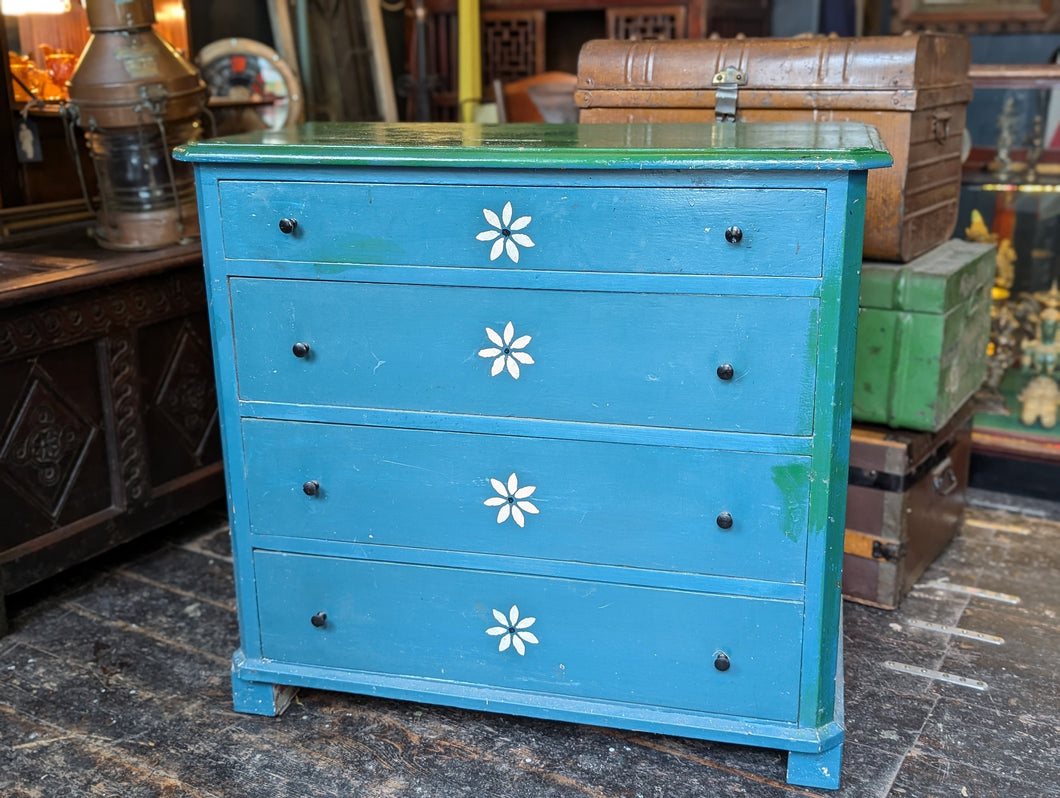 19th Century 4 Drawer Painted Pine Chest